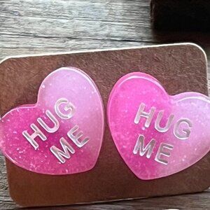 Hug me stud backing earrings pink and light pink
